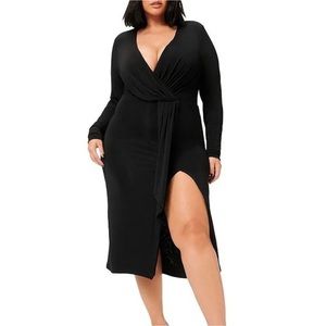 Good American Shimmer Wrap Dress Black Size 0 XS